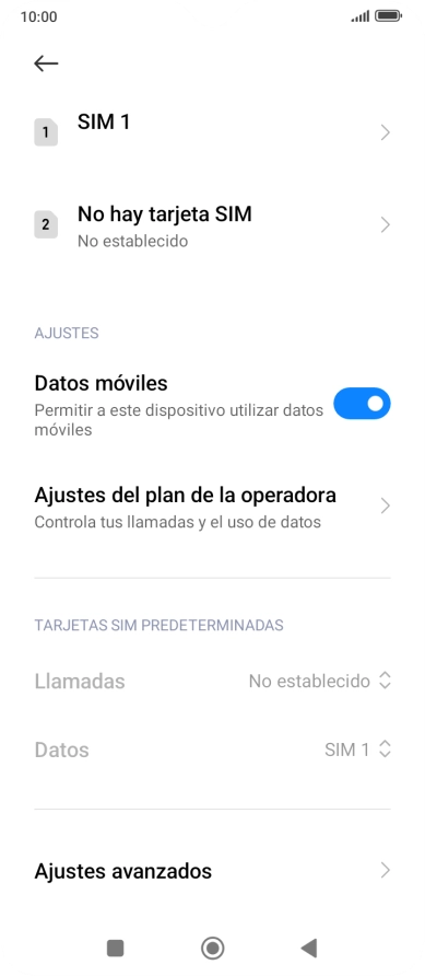 Pulsa el nombre de la tarjeta SIM.