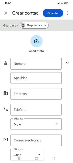 Pulsa Nombre e introduce el nombre deseado.