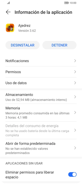 Pulsa Almacenamiento.
