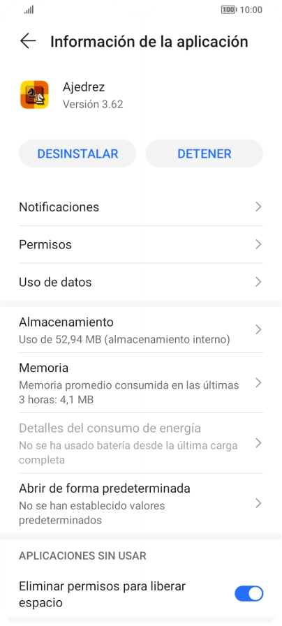 Pulsa Almacenamiento.