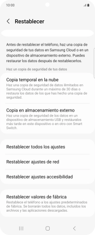 Pulsa Restablecer ajustes de red.