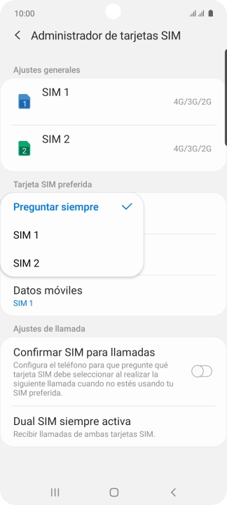 Pulsa el ajuste deseado. Pulsa el ajuste deseado.