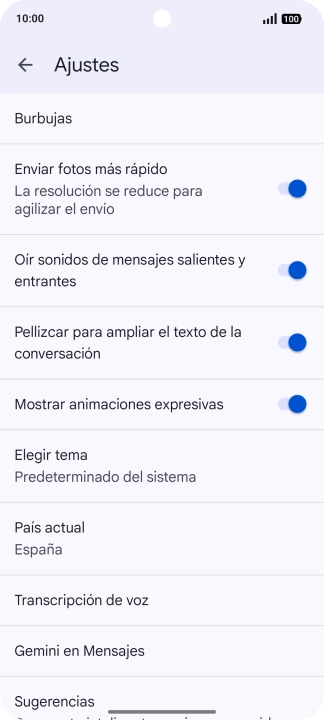 Pulsa Gemini en Mensajes.