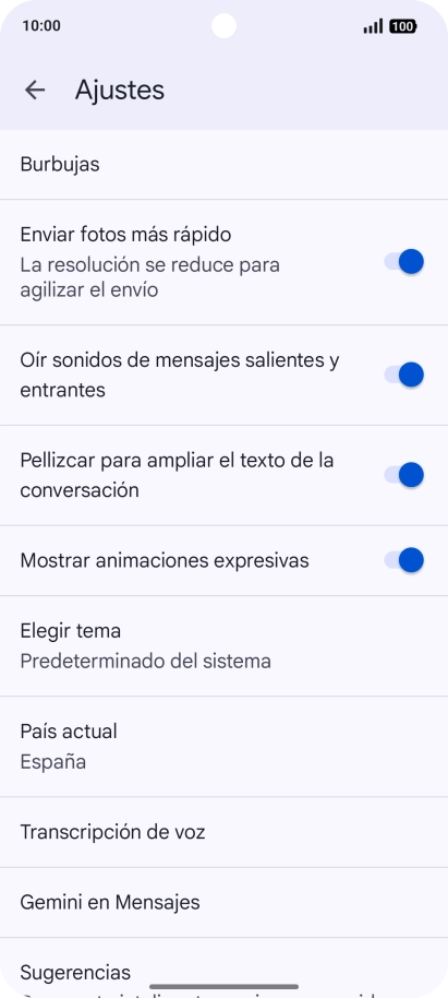 Pulsa Gemini en Mensajes.