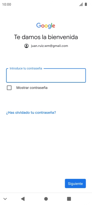 Pulsa Introduce tu contraseña e introduce la contraseña de tu cuenta de Google.