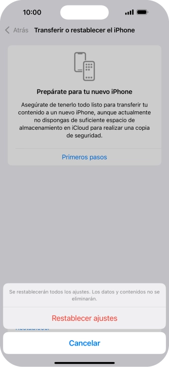 Pulsa Restablecer ajustes.