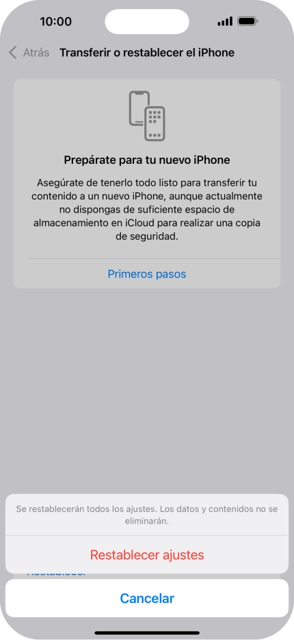 Pulsa Restablecer ajustes.
