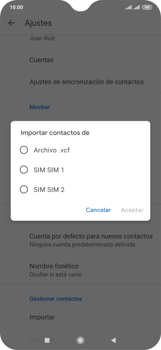 Pulsa la tarjeta SIM deseada.
