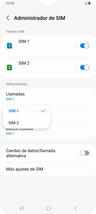 Pulsa la tarjeta SIM deseada.