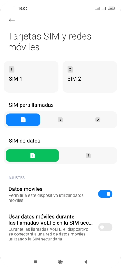 Pulsa la tarjeta SIM deseada.
