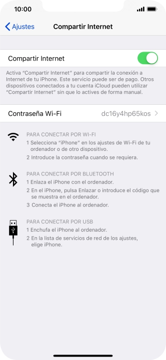 Pulsa Contraseña Wi-Fi e introduce una contraseña.