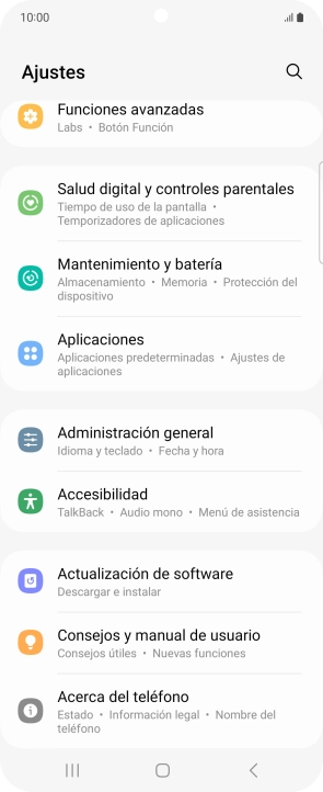 Pulsa Administración general.