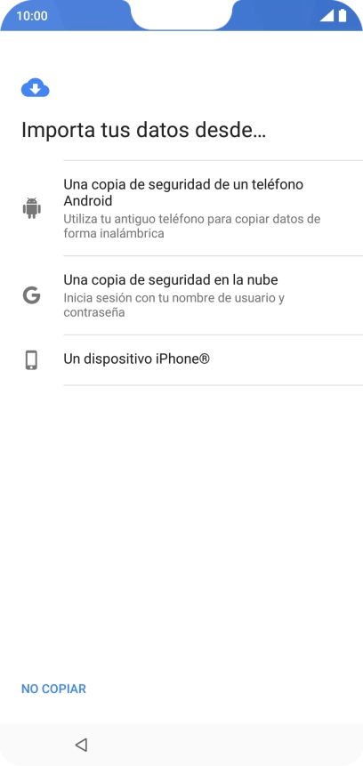 Selecciona la opción deseada y sigue las indicaciones de la pantalla para transferir contenido desde el otro teléfono y finalizar la activación de tu teléfono.
