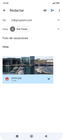Pulsa el icono de envío cuando termines de escribir el correo electrónico. Pulsa el icono de envío cuando termines de escribir el correo electrónico.