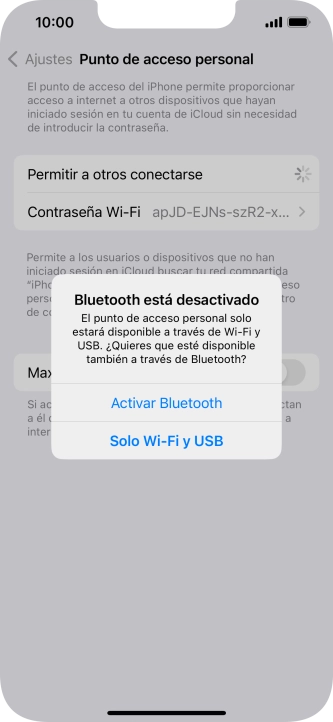 Si la función de wifi está activada, pulsa Solo Wi-Fi y USB.