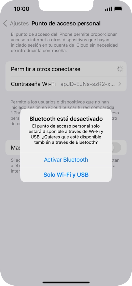 Si la función de wifi está activada, pulsa Solo Wi-Fi y USB.