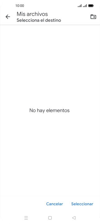 Si deseas crear una nueva carpeta, pulsa el icono de nueva carpeta y sigue las indicaciones de la pantalla para crearla. Si deseas crear una nueva carpeta, pulsa el icono de nueva carpeta y sigue las indicaciones de la pantalla para crearla.