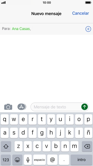 Pulsa en el campo de escritura  y escribe el texto del mensaje corto.