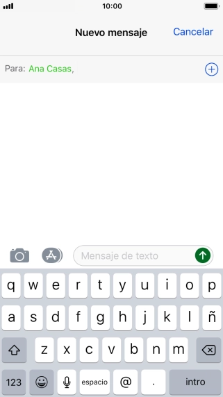 Pulsa en el campo de escritura  y escribe el texto del mensaje corto.