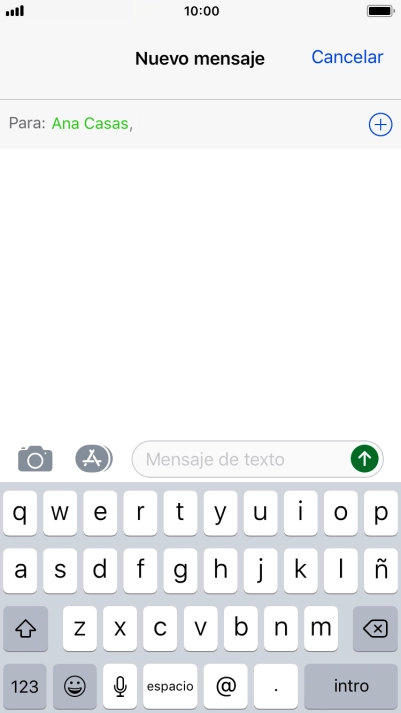 Pulsa en el campo de escritura  y escribe el texto del mensaje corto.