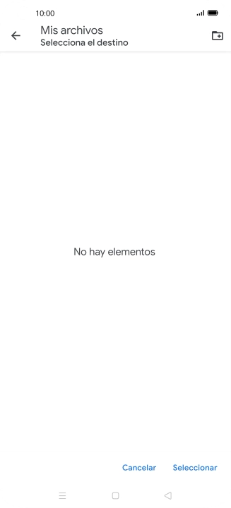 Si deseas crear una nueva carpeta, pulsa el icono de nueva carpeta y sigue las indicaciones de la pantalla para crearla.