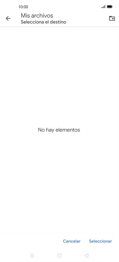 Si deseas crear una nueva carpeta, pulsa el icono de nueva carpeta y sigue las indicaciones de la pantalla para crearla.