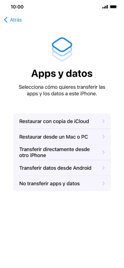 Pulsa No transferir apps y datos y sigue las indicaciones de la pantalla para finalizar la activación del teléfono.
