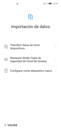 Puedes transferir el contenido de otro teléfono cuando activas tu teléfono por primera vez y cuando lo has restablecido. Cuando aparezca en la pantalla del teléfono esta imagen, ya está listo para la transmisión del contenido del otro teléfono.