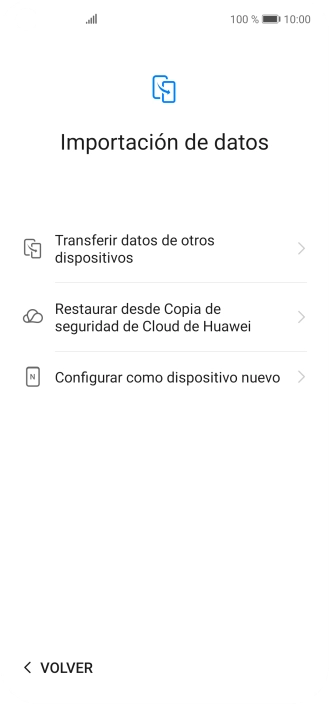 Puedes transferir el contenido de otro teléfono cuando activas tu teléfono por primera vez y cuando lo has restablecido. Cuando aparezca en la pantalla del teléfono esta imagen, ya está listo para la transmisión del contenido del otro teléfono.