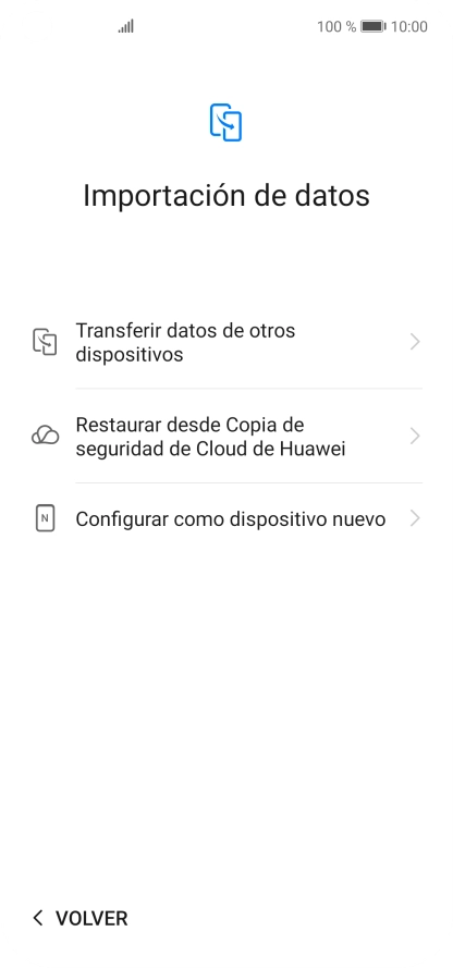 Puedes transferir el contenido de otro teléfono cuando activas tu teléfono por primera vez y cuando lo has restablecido. Cuando aparezca en la pantalla del teléfono esta imagen, ya está listo para la transmisión del contenido del otro teléfono.