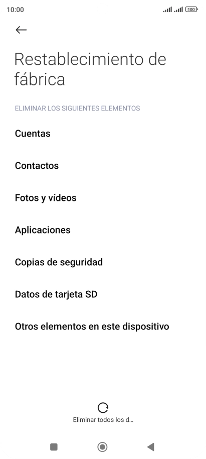 Pulsa Eliminar todos los d....
