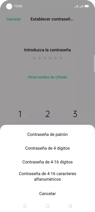 Pulsa el código de seguridad deseado y sigue las indicaciones de la pantalla para crear un código de seguridad del teléfono adicional.