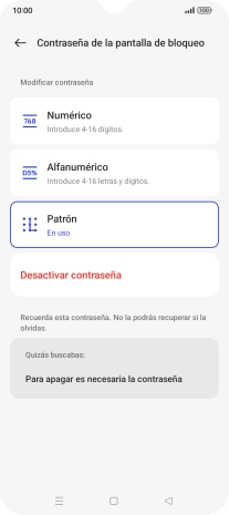 Pulsa Desactivar contraseña.