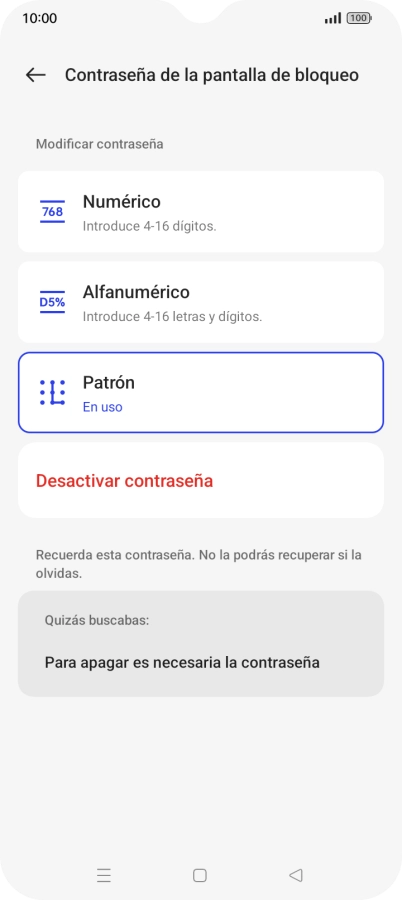 Pulsa Desactivar contraseña.