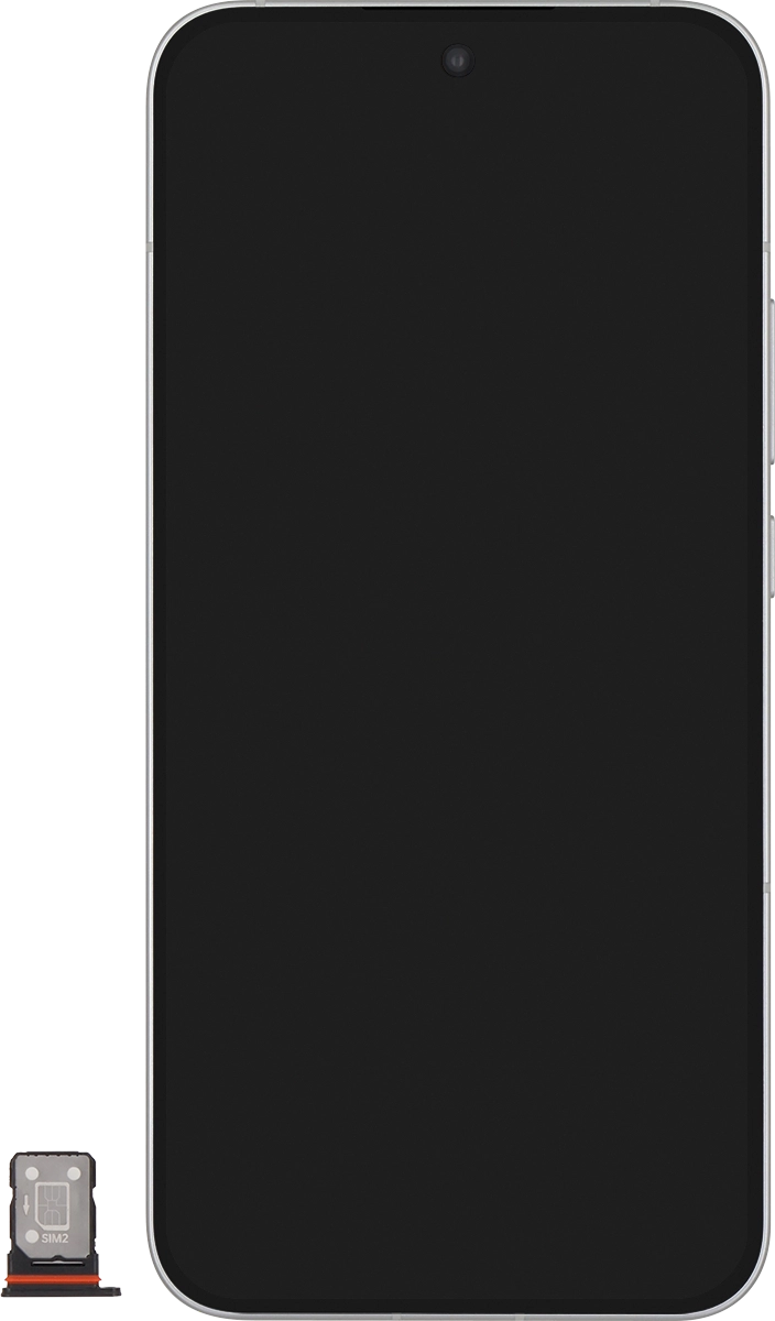 Gira la tarjeta SIM siguiendo la ilustración del segundo contenedor de la tarjeta SIM y colócala en el contenedor.