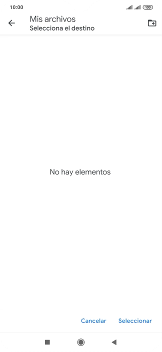 Si deseas crear una nueva carpeta, pulsa el icono de nueva carpeta y sigue las indicaciones de la pantalla para crearla.