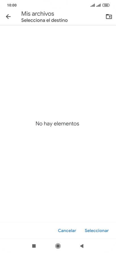 Si deseas crear una nueva carpeta, pulsa el icono de nueva carpeta y sigue las indicaciones de la pantalla para crearla.