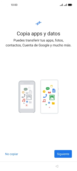 Puedes transferir el contenido de otro teléfono cuando activas tu teléfono por primera vez y cuando lo has restablecido. Cuando aparezca en la pantalla del teléfono esta imagen, ya está listo para la transmisión del contenido del otro teléfono.