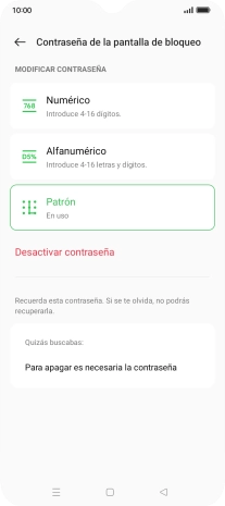 Pulsa Desactivar contraseña.