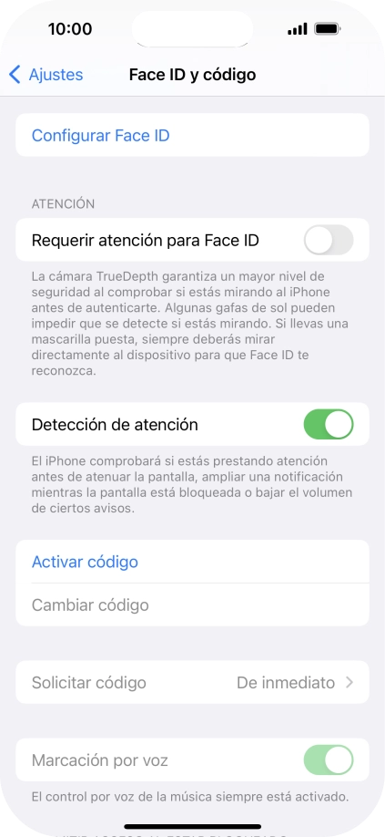 Pulsa Configurar Face ID.