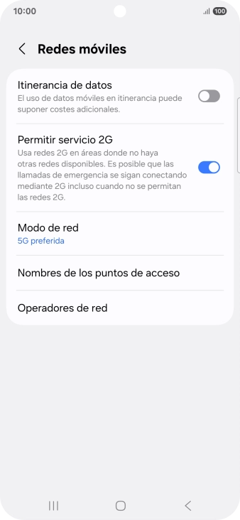 Pulsa Modo de red.