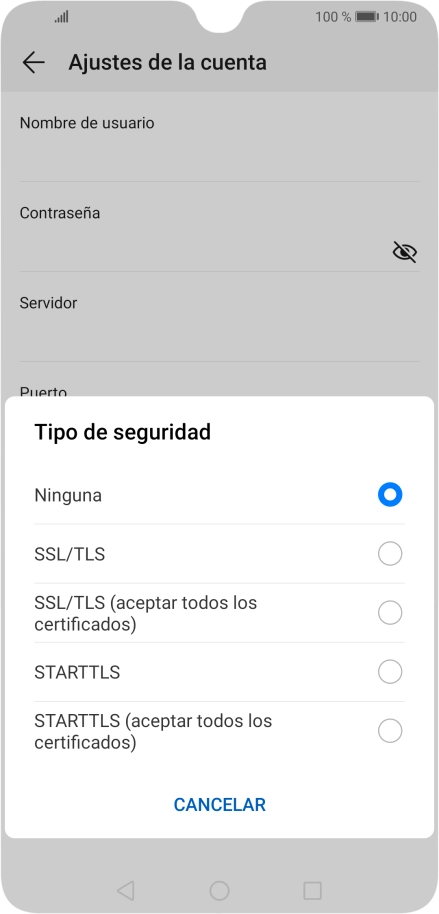 Pulsa Ninguna para desactivar la función.