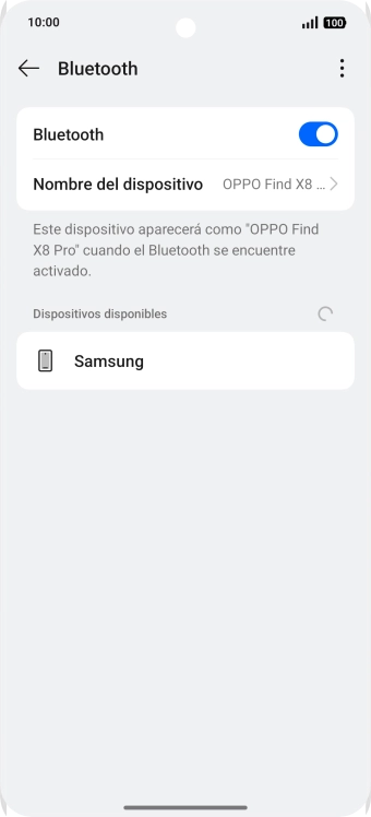 Pulsa el dispositivo Bluetooth deseado y sigue las indicaciones de la pantalla para vincular el dispositivo al teléfono.