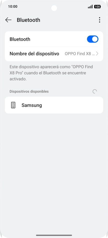 Pulsa el dispositivo Bluetooth deseado y sigue las indicaciones de la pantalla para vincular el dispositivo al teléfono.