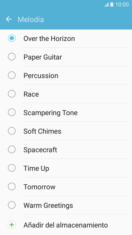 Pulsa Añadir del almacenamiento.