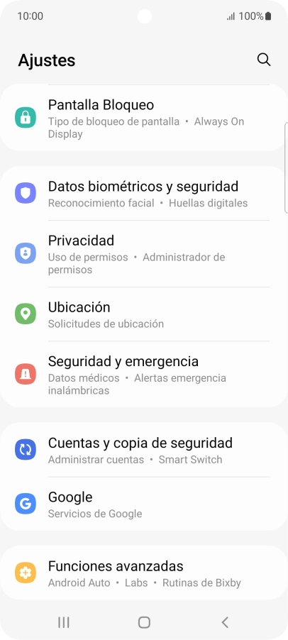 Pulsa Cuentas y copia de seguridad.