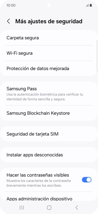 Pulsa Seguridad de tarjeta SIM.