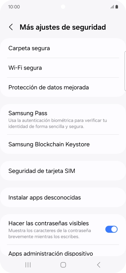 Pulsa Seguridad de tarjeta SIM.