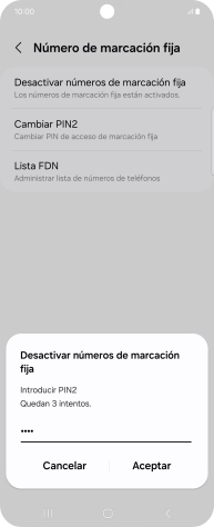 Introduce el código PIN2 y pulsa Aceptar.