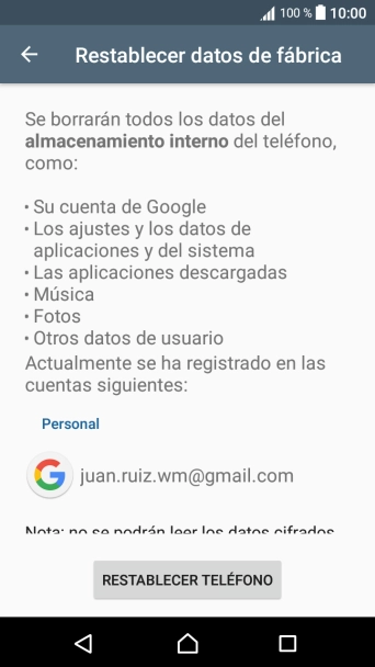 Pulsa RESTABLECER TELÉFONO.